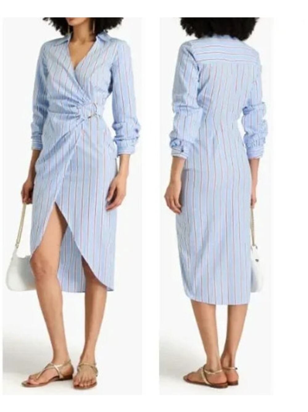 Veronica Beard Women's Blue White Afton Striped Midi Dress
